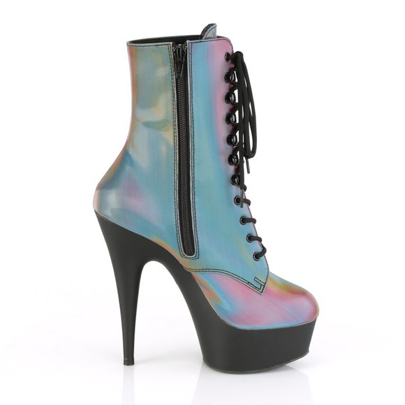Platform Rainbow Lace Up High  Heel Ankle Boots - Picture 4 of 5